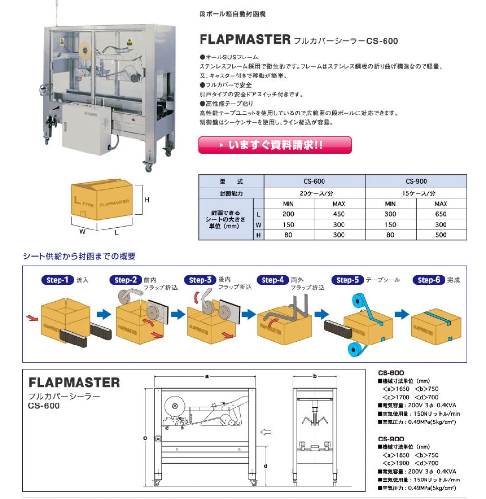 段ボール箱自動封函機の画像